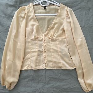h&m yellow satin blouse